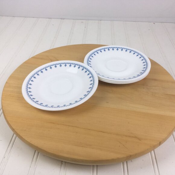 Vintage Corelle Snowflake Garland Saucers Set of 4 USA 6.25" - Picture 1 of 6